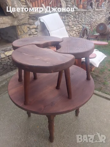 Трикраки столчета и софра(синия,паралия), снимка 4 - Градински мебели, декорация  - 49486507