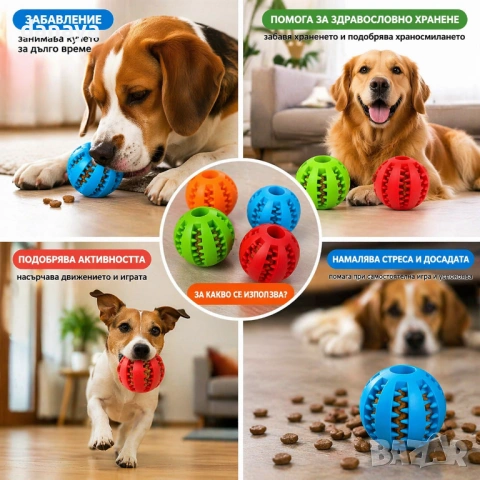 6585 Играчка за куче топка с място за гранули -5 см, снимка 2 - За кучета - 54226883