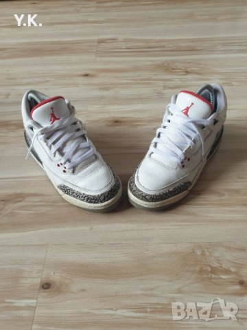 Оригинални кецове Nike Air Jordan 3 Retro White Cement (GS), снимка 2 - Кецове - 40080043