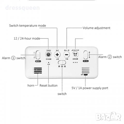8808 Часовник с големи цифри и термометър, снимка 8 - Други стоки за дома - 30455843