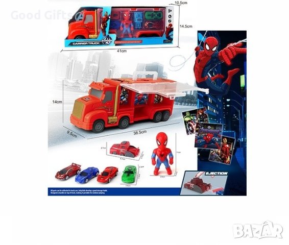 Камион на Спайдърмен с 5 колички и фигурка
