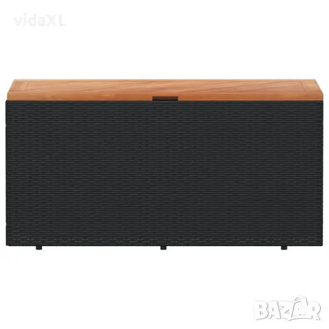 vidaXL Външна кутия за съхранение черна 110x50x54 см PE ратан акация, снимка 4 - Ракли - 56147359