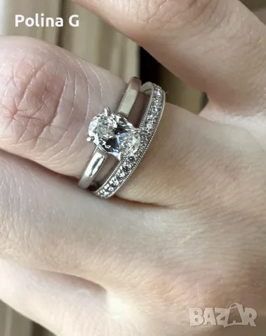 Оригинален Tiffany & Co. платинен годежен пръстен с диамант 0.53 ct – G / VS2, снимка 11 - Пръстени - 56299647