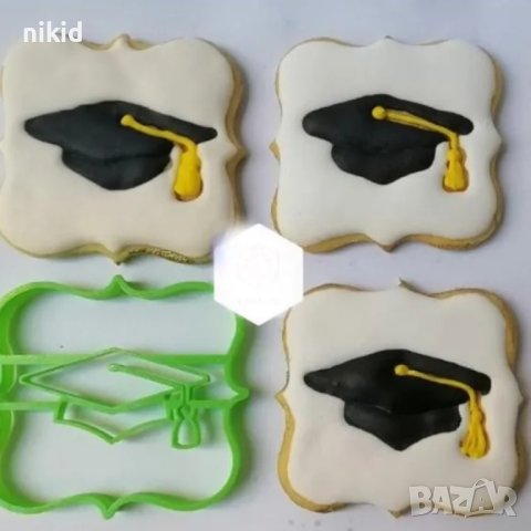 Тога диплома завършване бал абитуриент абсолвенти пластмасов резец форма за фондан тесто бисквитки, снимка 5 - Форми - 40736269