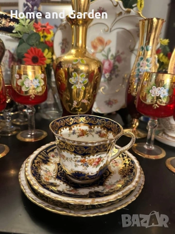 ☕ Crown Staffordshire Edwardian England circa 1907 – Троен сет „Кобалт & Злато“, снимка 7 - Други - 54026106