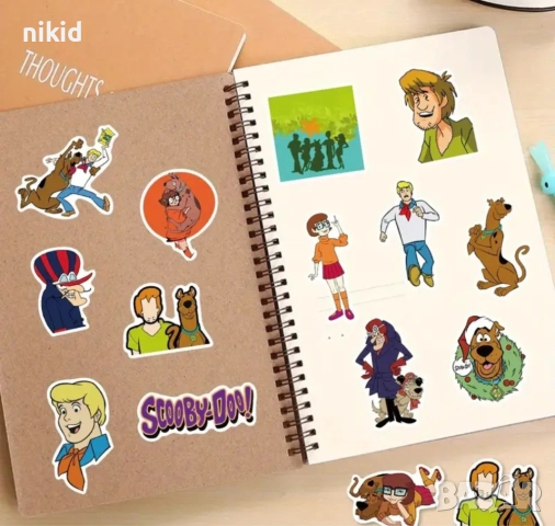50 бр Скуби Ду Scooby Doo самозалепващи лепенки стикери украса декор картонена торта ръчна изработка, снимка 2 - Други - 52915437