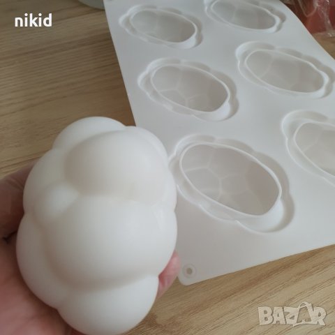 3D 6 бр Bubble  Облак Облаци мехури силиконов молд форма за десерти мус желе шоколад гипс свещ и др, снимка 3 - Форми - 37336810