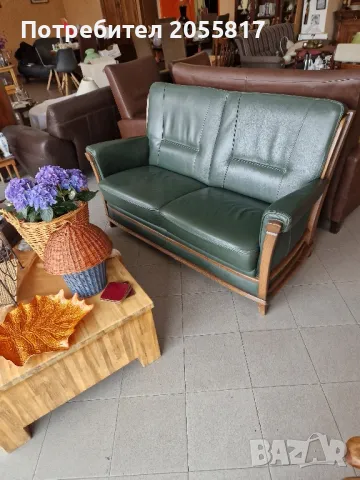 Диван двойка #естествена кожа #масив, снимка 4 - Дивани и мека мебел - 49672889