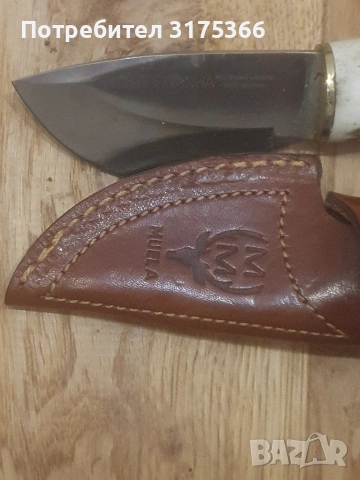 Нов нож за дране Muela piranha Spain дръжка еленов рог и оригинална кания от естествена кожа, снимка 6 - Ножове - 54010539