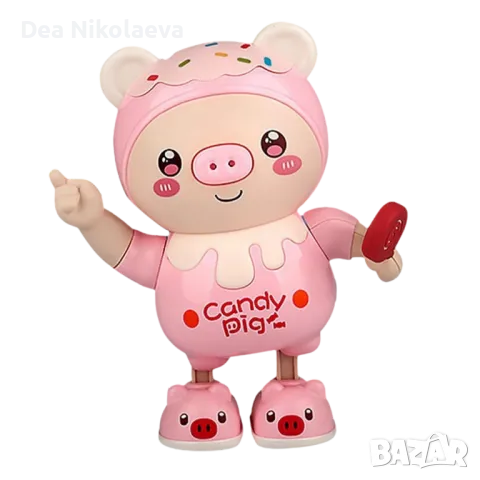 Интерактивна играчка със звуци и светлини, розовото танцуващо прасе