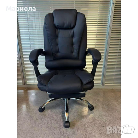 Ергономичен въртящ се офис стол с масаж и поставка за крака