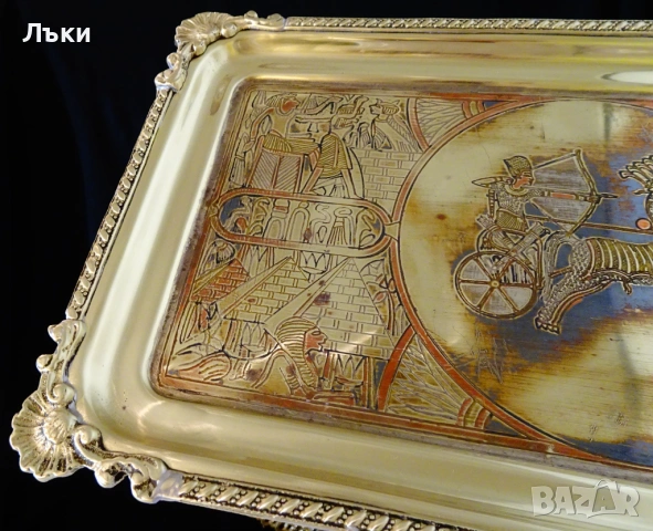 Бронзов поднос,плато,пано Египет,колесница. , снимка 6 - Антикварни и старинни предмети - 53262389