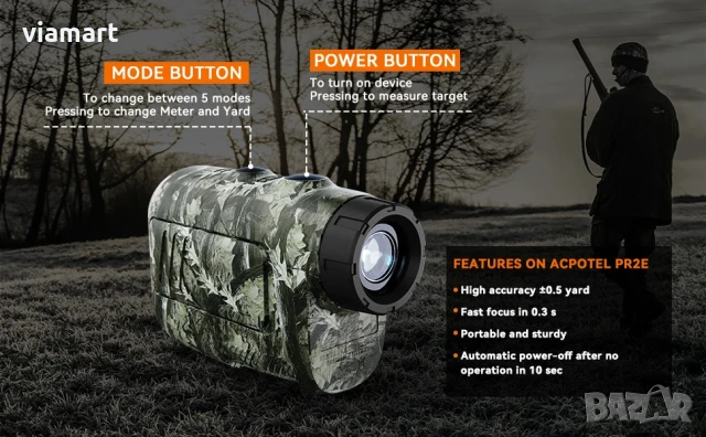 Лазерен далекомер за лов MiLESEEY PF2E, обхват до 600 м, 6x увеличение, снимка 8 - Оборудване и аксесоари за оръжия - 50609432