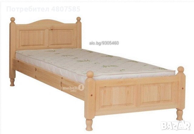 Продавам единично легло от масив с матрак, снимка 6 - Спални и легла - 54310932