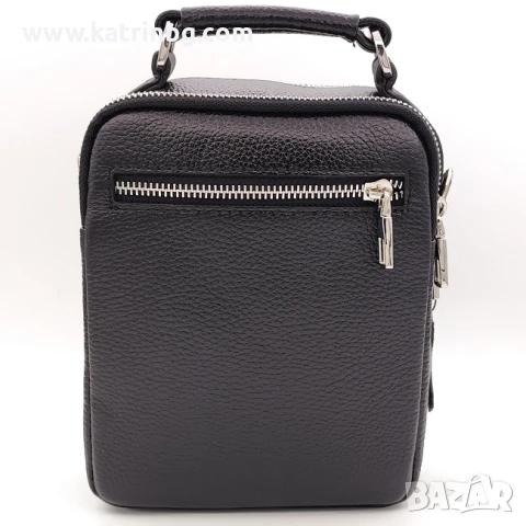 Мъжка чанта през рамо –Черна естествена кожа, с много джобове и високо качество Код на продукта:K-03, снимка 2 - Чанти - 51139578