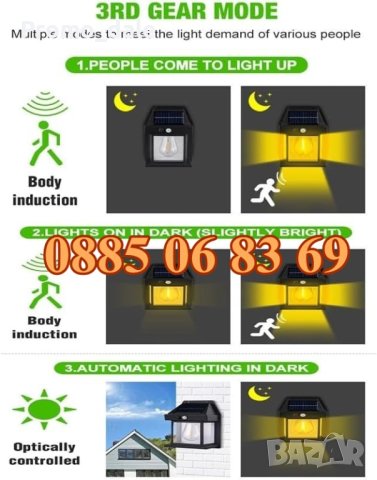 Соларна лампа с крушка, соларна лампа със сензор, соларен прожектор, модел 888, снимка 4 - Соларни лампи - 42589732