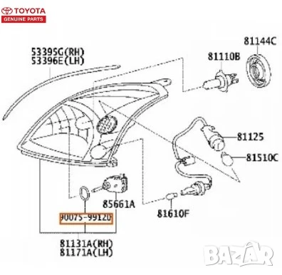 Уплътнение моторче фар 90075-99120 Toyota Lexus, снимка 2 - Части - 50864007