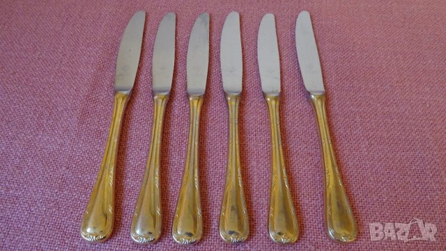 Solingen KUPPELS BESTECK , 18/10 HARTVER GOLDET 23/24 KARAT комплект 6 бр ножове с позлата, снимка 10 - Прибори за хранене, готвене и сервиране - 31142102