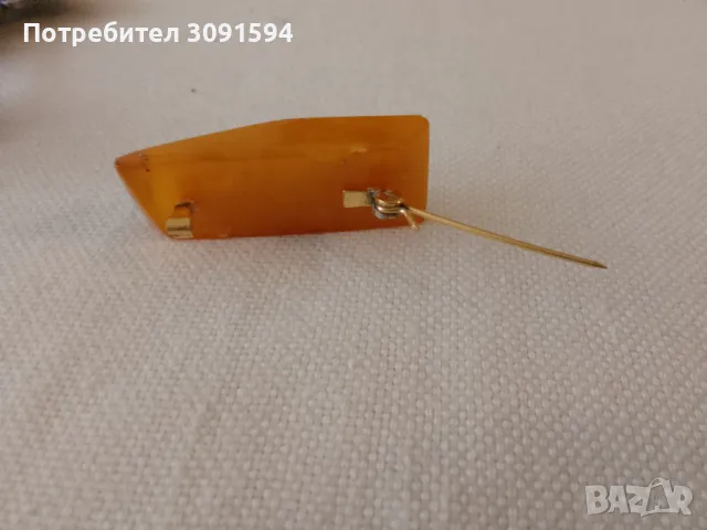 Стара позлатена руска брошка с кехлибар, снимка 12 - Антикварни и старинни предмети - 48691329