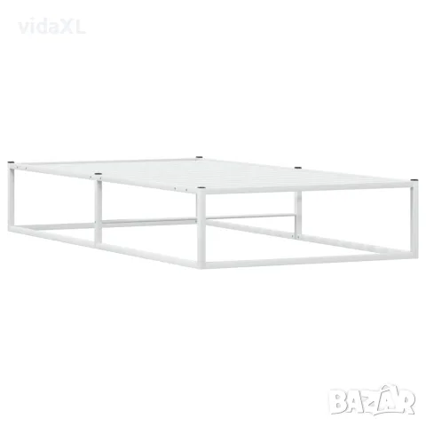 vidaXL Рамка за легло без матрак Бяла 90x200 cm Метал, снимка 6 - Спални и легла - 56147561