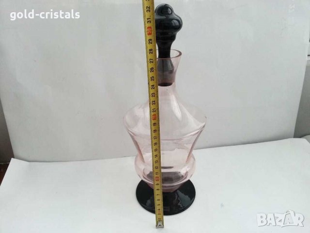 Стъклена гарафа и стъклени чаши цветно стъкло , снимка 3 - Антикварни и старинни предмети - 30790242