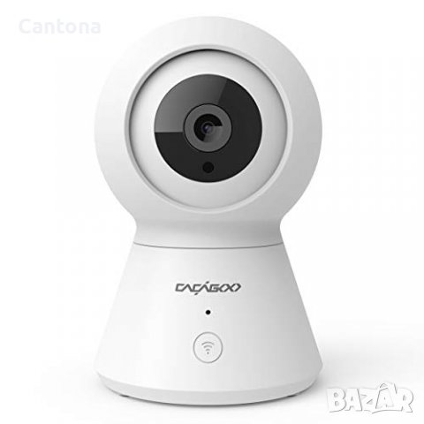 CACAGOO, WiFi камера 1080P IP камера, въртяща се, с детекция на движение, нощно виждане и двупосочно, снимка 1 - Камери - 40189649