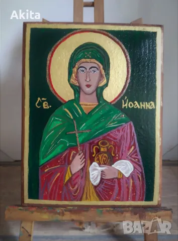 Икона на света Йоанна, снимка 3 - Икони - 40653816