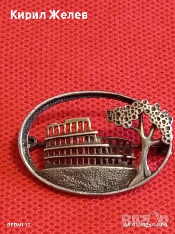 Винтидж сребърна брошка Колизеума Рим ювелирна изработка 52617, снимка 8 - Колиета, медальони, синджири - 53045010