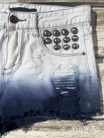 Къси дънкови панталони Tally Weijl, цвят синьо-бяло омбре, XXS, , снимка 3 - Къси панталони и бермуди - 38147100