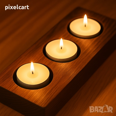 Свещник за 3 чаени свещи - елегантен акцент за дома , снимка 2 - Други стоки за дома - 52401431