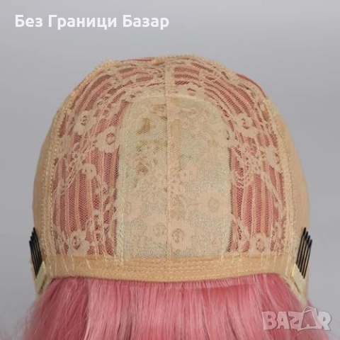 Нова Къса розова перука с бретон за аниме Хелоуин ежедневие Коса жени, снимка 4 - Аксесоари за коса - 52248125