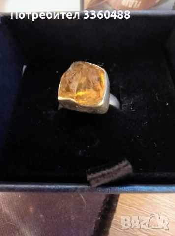 сребърен пръстен с необработен цитрин , снимка 5 - Пръстени - 54145269