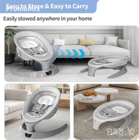 Електрическа люлка и шезлонг 2в1 Kidilo SG406G-008 за Бебешка люлка Bluetooth, снимка 3 - Детски шезлонги - 50779202