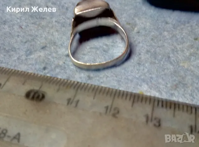 Старинен СКЪПОЦЕНЕН СРЕБЪРЕН ПРЪСТЕН СРЕБРО ВИСОКА ПРОБА с ПОЛИРАН ЯСПИС АР ДЕКО РЪЧНА РАБОТА 47583, снимка 11 - Антикварни и старинни предмети - 49247311