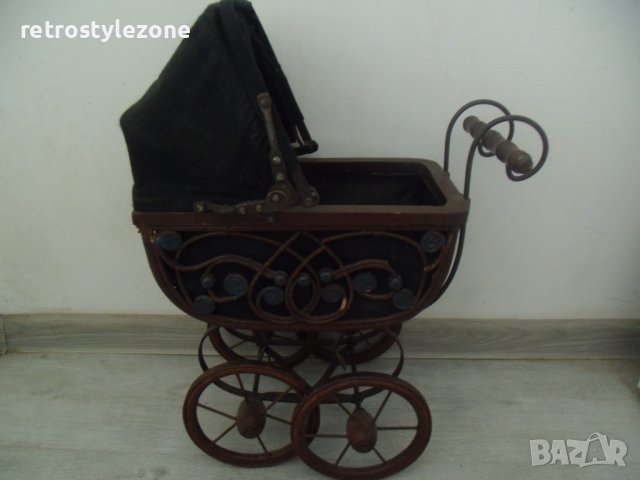 № 7008 стара декоративна дървена детска количка  , снимка 2 - Антикварни и старинни предмети - 40865799