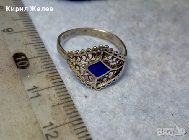 СТАРИНЕН ЕМАЙЛИРАН ФИЛИГРАНЕН ПРЪСТЕН СРЕБРО 800 ФИНА РЪЧНА РЕТРО АРТ ИЗРАБОТКА 47594, снимка 6 - Антикварни и старинни предмети - 49606653