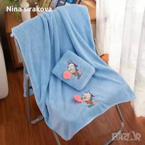 Комплект от 2 броя бродирани кърпи, меки и абсорбиращи, за баня и плаж 35×75 см. и 70×140 см., снимка 4 - Други стоки за дома - 51029880