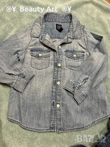 Дънки с дънкова риза GAP, 86 размер, снимка 5 - Бебешки дънки - 44708715