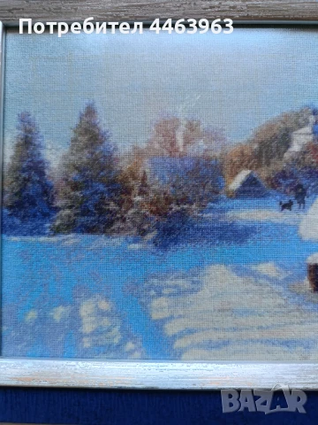 гоблен ,, Зимен ден", 33/20 см, снимка 13 - Гоблени - 51278761