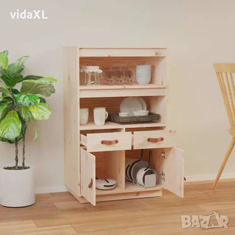 vidaXL Висок шкаф, 67x40x108,5 см, борово дърво масив, снимка 3 - Бюфети - 56147924