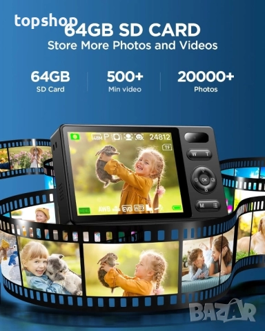 48MP UHD цифрова камера: PEEIPM Vlogging камерата използва най-новата CMOS система за измерване..., снимка 6 - Камери - 51572509