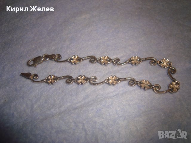 СТАРА СКЪПОЦЕННА АР НУВО ФЛОРАЛНА с ЧЕТИРИЛИСТНИ ДЕТЕЛИНКИ ГРИВНА СРЕБРО 900 РЪЧНА ИЗРАБОТКА 28715 , снимка 7 - Гривни - 37252456