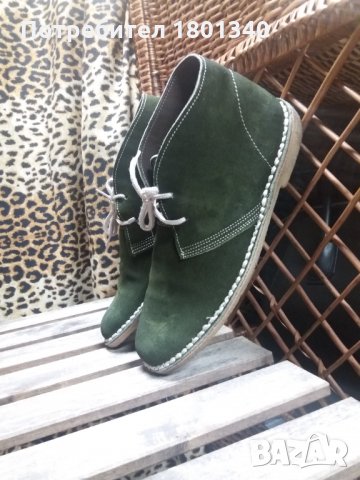 Естествена кожа- каучукова подметка мъжки боти, масленозелени- 43 номер , снимка 8 - Ежедневни обувки - 31062899