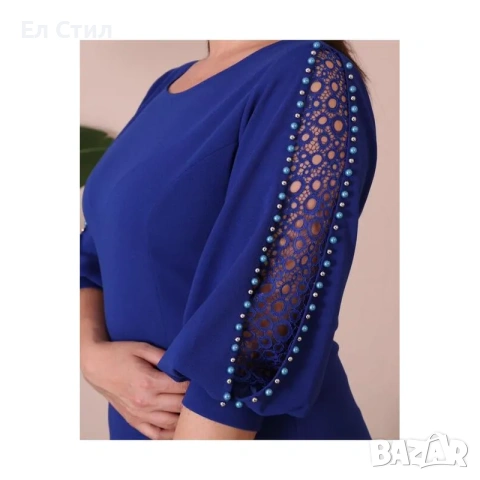 💕Кралскосиня макси рокля с интересен ръкав, снимка 3 - Рокли - 53942970