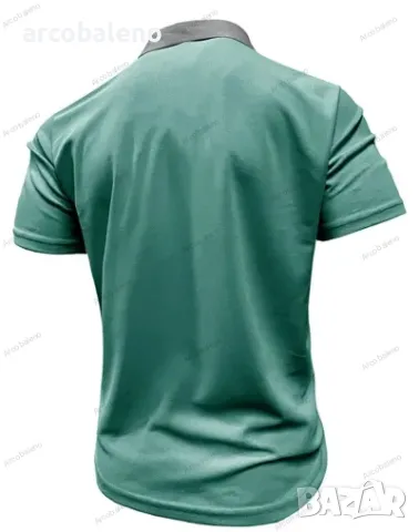 Ежедневна мъжка поло риза с къс ръкав с цветни блокчета и ревери, 6цвята , снимка 6 - Блузи - 49318962