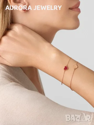 Van Cleef & Arpels VCA Rose Gold Red Carnelian Sweet Heart Дамска Гривна, снимка 4 - Гривни - 56220149
