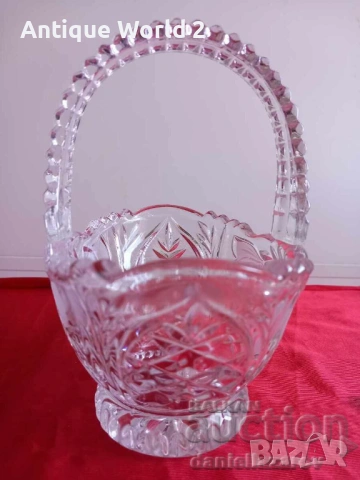 Кристално Стъкло Кошница , Бисквитиера Фруктиера, снимка 4 - Антикварни и старинни предмети - 53228035