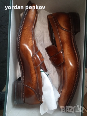 Ръчно рисуван кожен мокасин, снимка 3 - Официални обувки - 52490355