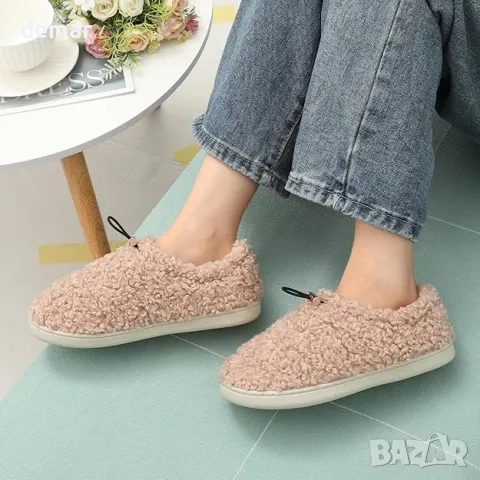 Geebuzz Дамски пухкави чехли, Домашни обувки с поларена подплата и шнур, 40-41, снимка 3 - Пантофи - 48235594