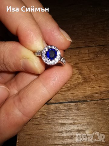 Сребърен комплект със сини сапфири, снимка 3 - Бижутерийни комплекти - 32127668